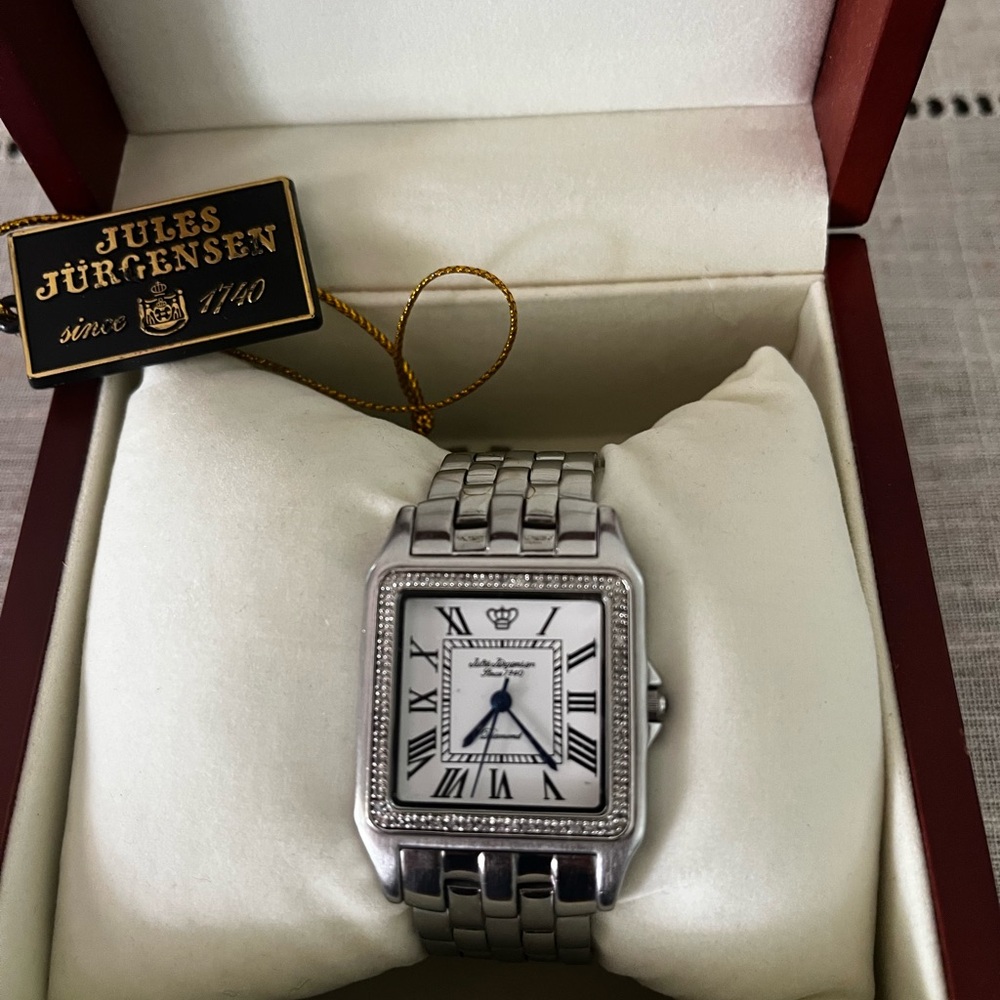 Jules Jurgensen Silver Watch with Roman Numerals